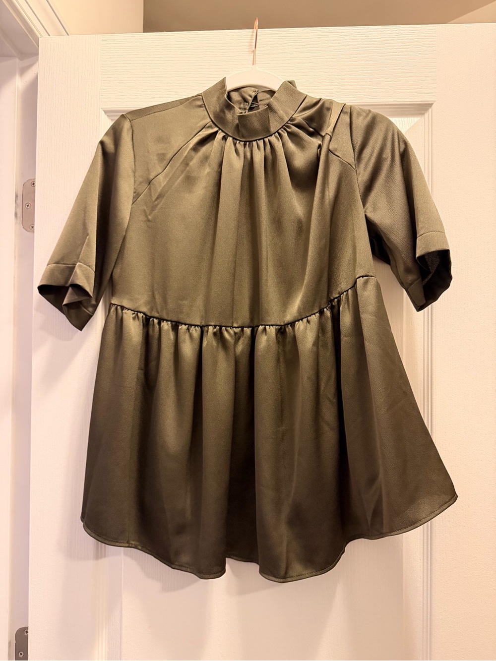 ASOS Olive Green Short Sleeve Peplum Blouse